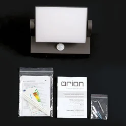 Udendørs LED-væglampe Ginger, sensor, antracit, IP54^ORION