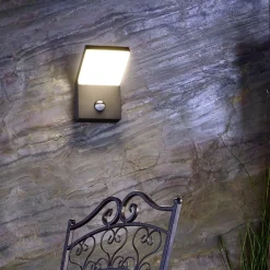 Deko-Light Væglampe Med Sensor|Væglamper>Udendørs LED-væglampe med sensor Tucanae, grå, højde 22 cm, IP54