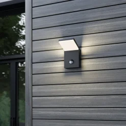 Lucande Væglampe Med Sensor|Terrassebelysning>Udendørs LED-væglampe Nevio, metal, antracit, sensor