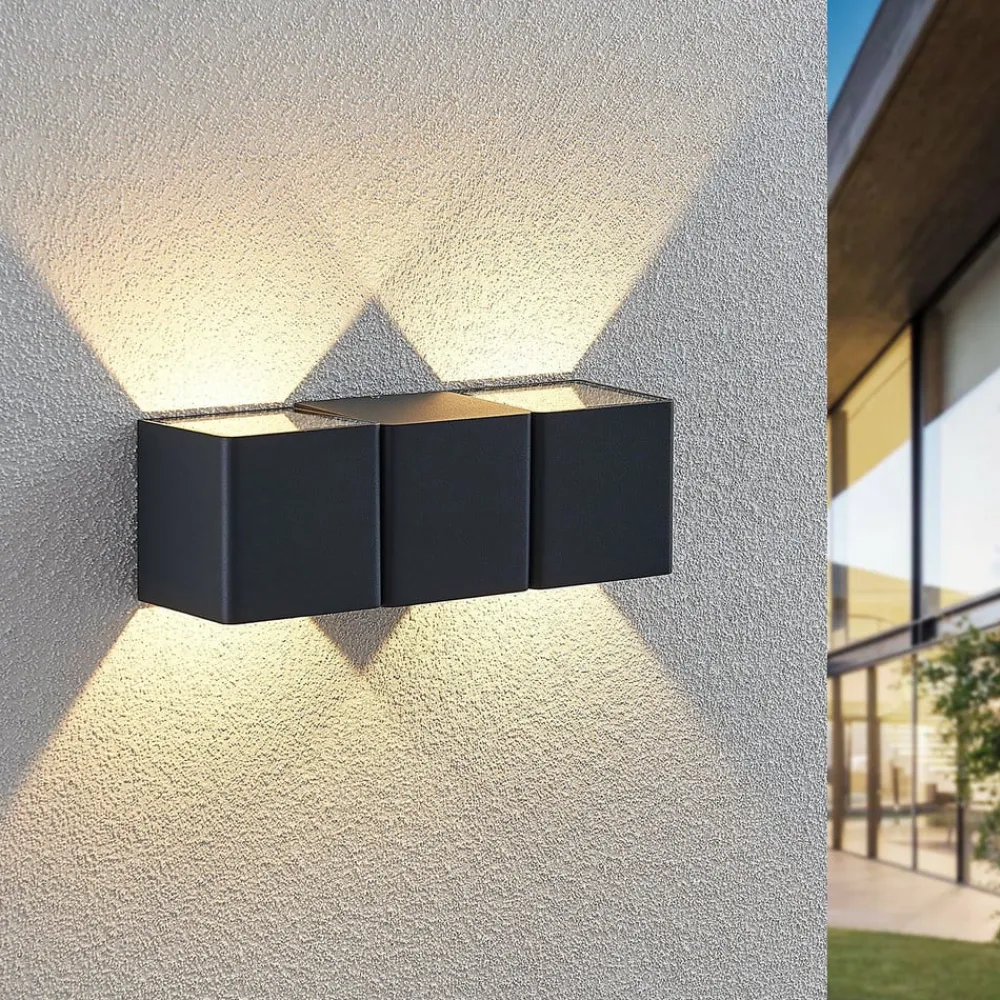 Lindby Væglamper>Udendørs LED-væglampe Niclas, kantet