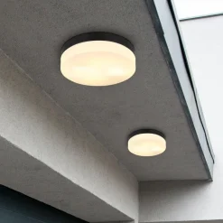 Globo Udendørs loftslampe Vranos, mat sort, Ø 24 cm, aluminium