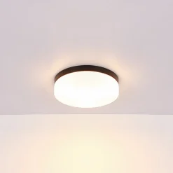 Globo Udendørs loftslampe Vranos, mat sort, Ø 24 cm, aluminium