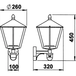 Albert Leuchten Udendørs væglampe 671, brun med bevægelsesdetektor