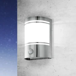 Udendørs væglampe Cerno, bevægelsessensor, stål^EGLO Online