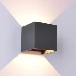 Udendørs væglampe Davos, grå, kantet, dæmpbar, aluminium^Mantra Iluminación Online