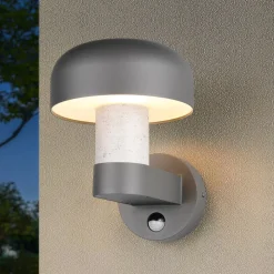 Trio Lighting Væglampe Med Sensor>Udendørs væglampe Fraser Sensor grå/betonlook, aluminium IP54 E27
