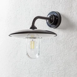 Moretti Luce Udendørs væglampe Golfo bruneret messing glas klar