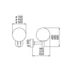 Udendørs væglampe, kugle, plast, Ø 35 cm, sort^Albert Leuchten Online