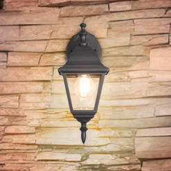 Trio Lighting Terrassebelysning>Udendørs væglampe Livenza, bundfatning, sort, aluminium