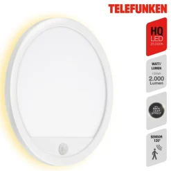 Telefunken Udendørs væglampe med sensor Nizza Ø 28cm hvid 4.000K