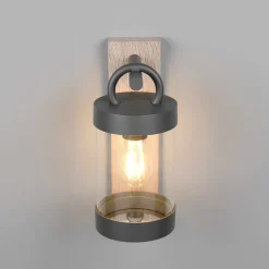 Udendørs væglampe Sambesi, trælook, trykstøbt aluminium, sensor^Trio Lighting Clearance