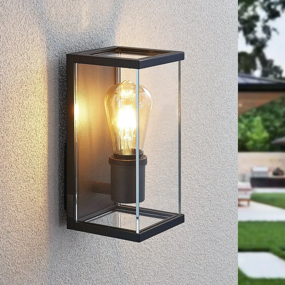 Udendørs væglampe Susanne, kantet med glas^Lindby Online