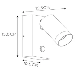 Udendørs vægspot Taylor Sensor, 1 lyskilde hvid^Lucide Online