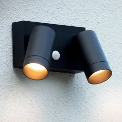 Lucide Udendørs Spot|Væglamper>Udendørs vægspot Taylor Sensor, 2 lyskilder, sort