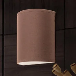 Ufo væglampe med linnedskærm i brun^ORION New