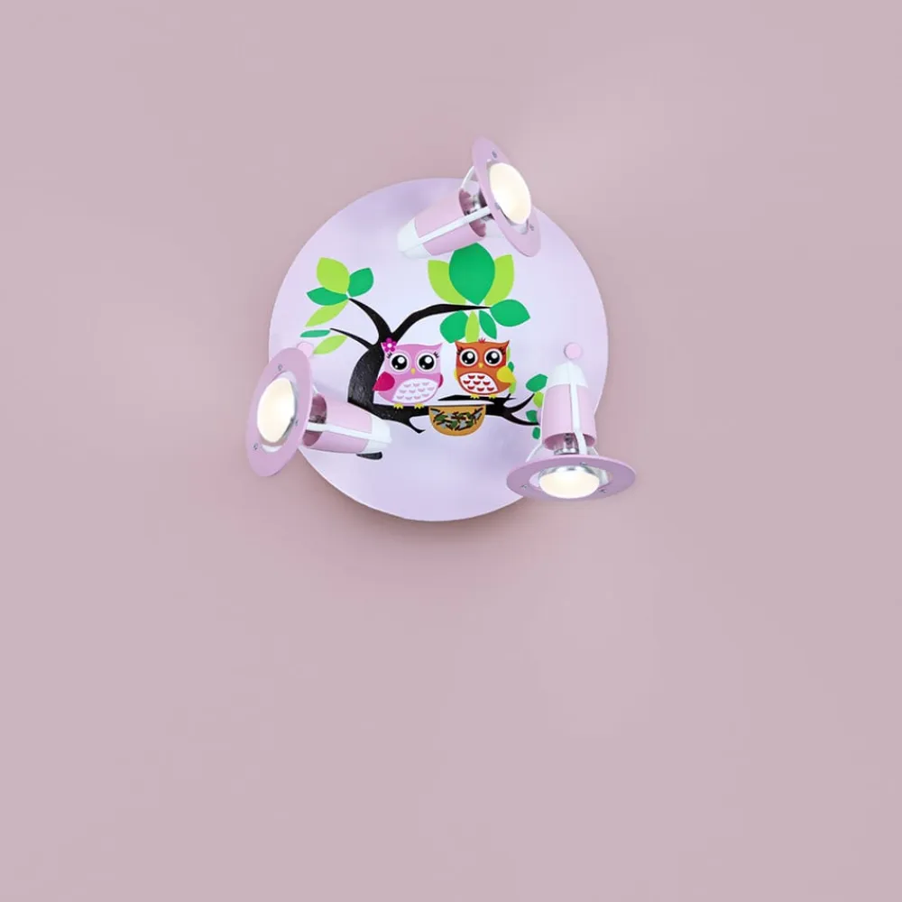 Børn Elobra Loftlamper>Ugle loftlampe til børneværelset, rosa