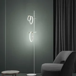 Marchetti Gulvlamper|Gulvlamper>Ulaop LED-gulvlampe, tre ringe, hvid