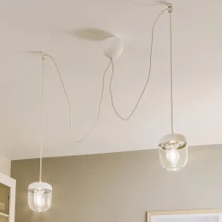 UMAGE Acorn hængelampe, hvid/stål, 2 lyskilder