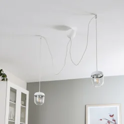 UMAGE Acorn hængelampe, hvid/stål, 2 lyskilder