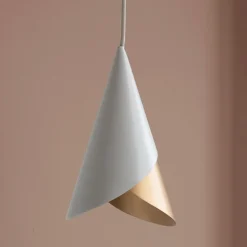 UMAGE Pendellamper>Cornet hængelampe, hvid, messing