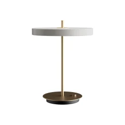 LED-bordlampe Asteria Table, USB, lysegrå/messing^UMAGE New