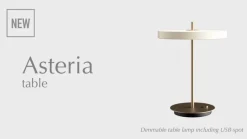 LED-bordlampe Asteria Table, USB, perlehvid/messing^UMAGE Online
