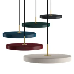 UMAGE LED-hængelampe Asteria Mini, petrol/messing, Ø 31 cm