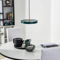 UMAGE LED-hængelampe Asteria Mini mørkegrøn/messing Ø 31 cm