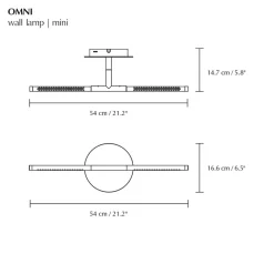 UMAGE LED-væglampe Omni, messingfarvet, bredde 54 cm, 2 lyskilder