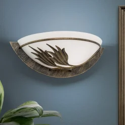 ORION Uplight væglampe Fleur, antik guld