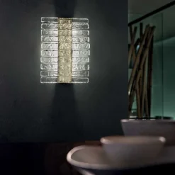 Masiero Vegas LED-væglampe, lodret, højde 38 cm, krystalglas