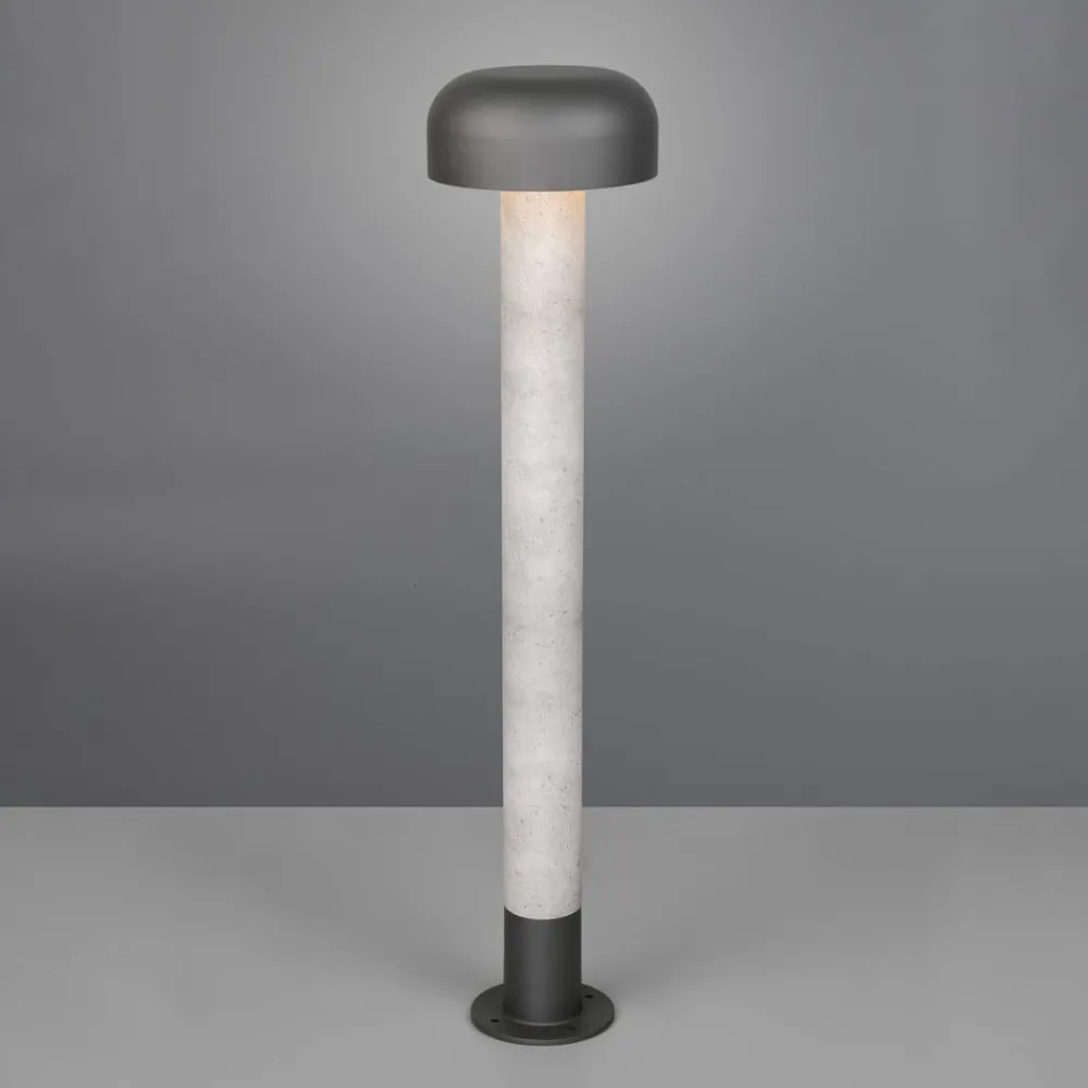 Trio Lighting Vejlampe Fraser, grå/betonlook, aluminium, IP54, højde 84,5 cm