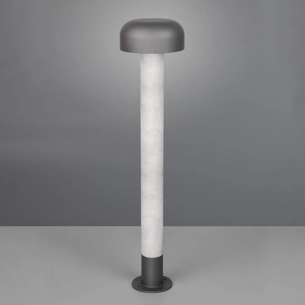 Trio Lighting Vejlampe Fraser, grå/betonlook, aluminium, IP54, højde 84,5 cm