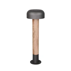 Vejlampe Fraser, grå/trælook, aluminium, IP54, højde 84,5 cm^Trio Lighting Hot