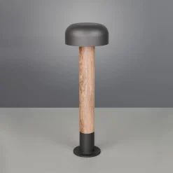 Vejlampe Fraser, grå/trælook, aluminium, IP54, højde 84,5 cm^Trio Lighting Hot