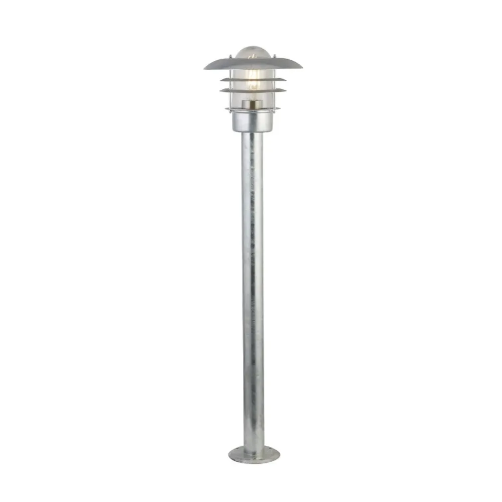Vejlampe X Conrad, sølv, IP44, højde 51 cm, stål^Searchlight