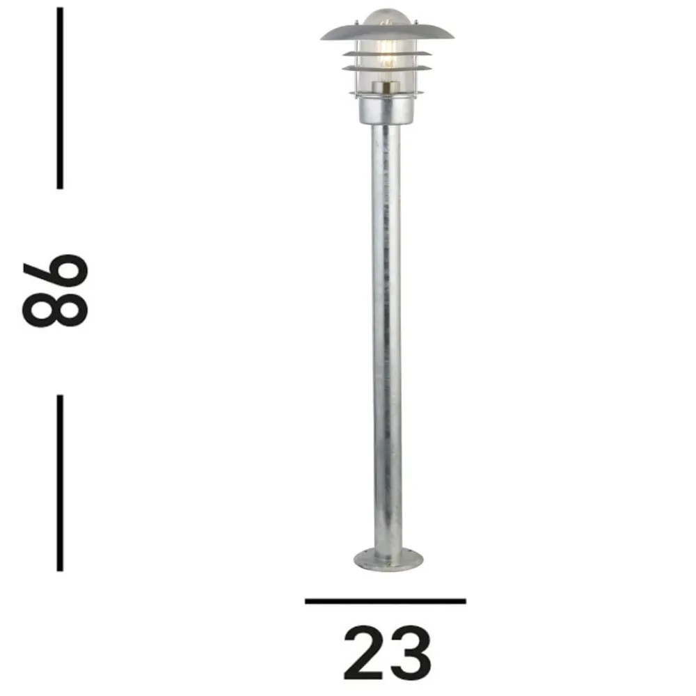 Vejlampe X Conrad, sølv, IP44, højde 51 cm, stål^Searchlight