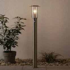 Brilliant Vejlampe York, stål, bevægelsessensor, IP44