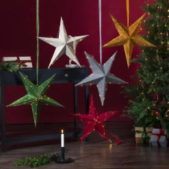 STAR TRADING Velvet dekostjerne, rød Dew Drop LED-lyskæde