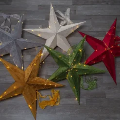 STAR TRADING Velvet dekostjerne, rød Dew Drop LED-lyskæde