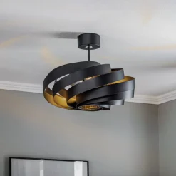 Vento loftlampe, sort, Ø 50 cm, metal, E27^Domiluce New