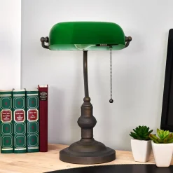 Verda iøjnefaldende banklampe med fod i antikbrun^Clayre&Eef Outlet