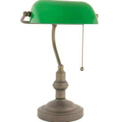 Verda iøjnefaldende banklampe med fod i antikbrun^Clayre&Eef Outlet