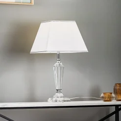 Veronique bordlampe, smal fod, hvid/krom^ORION Online