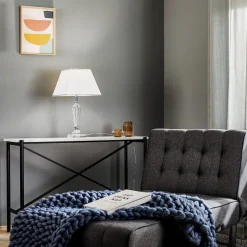 Veronique bordlampe, smal fod, hvid/krom^ORION Online