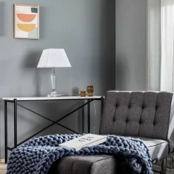 Veronique bordlampe, smal fod, hvid/krom^ORION Online