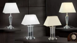 Veronique bordlampe, smal fod, hvid/krom^ORION Online