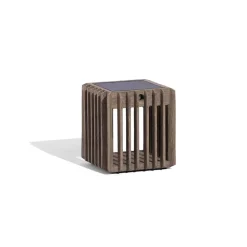 Verti LED solcellebordlampe, teakgrå, 3.000 K, 300 lm^Les Jardins Best