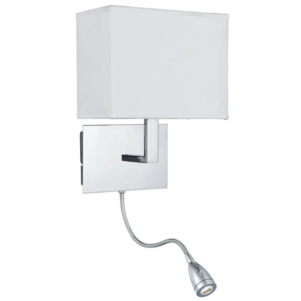 Searchlight Væglampe 6519 med LED-læselampe, krom