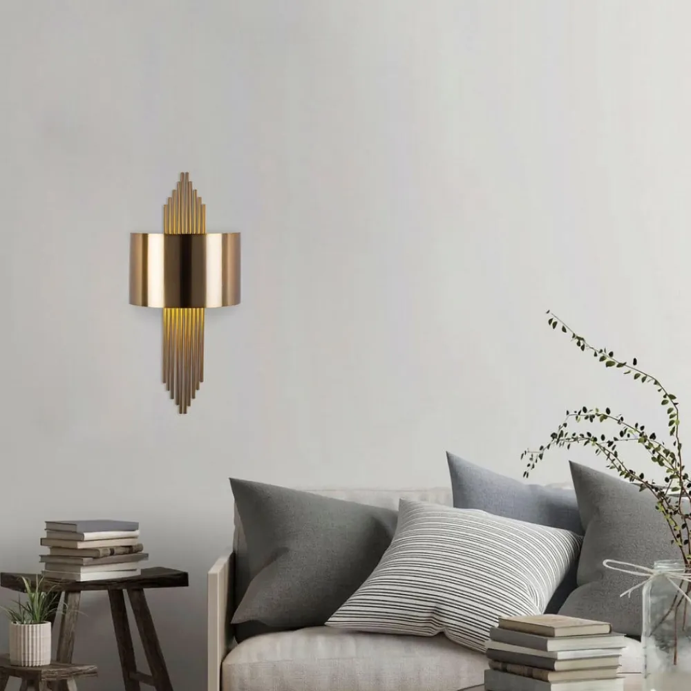 Opviq Væglampe 619-A, antik guldfarve, metal, højde 75 cm